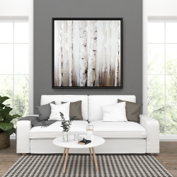 Framed 36 x 36 - Abstract white birches