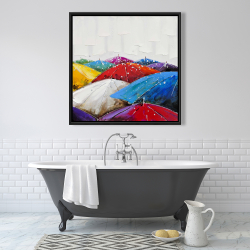 Framed 36 x 36 - Colorful umbrellas