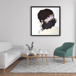 Framed 36 x 36 - Woman from behind with pink flowers