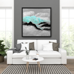 Framed 36 x 36 - Grey and blue clouds