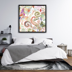 Framed 36 x 36 - Watercolor paisley floral