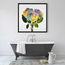 Encadré 36 x 36 - Bouquet de roses arc-en-ciel