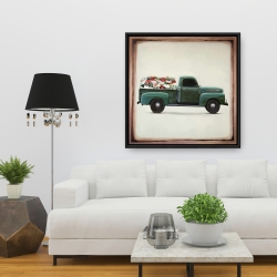 Framed 36 x 36 - Flowers farm truck