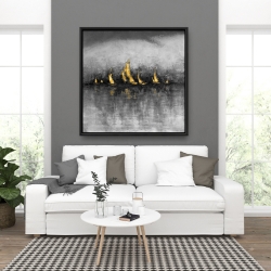 Framed 36 x 36 - Gold sailboats