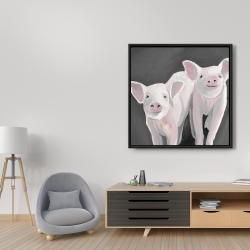 Framed 36 x 36 - Two little piglets