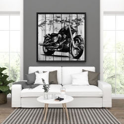Framed 36 x 36 - Motorcycle grey and black
