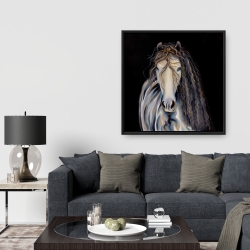 Framed 36 x 36 - Abstract horse with curly mane