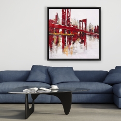 Framed 36 x 36 - Abstract and industrial red bridge