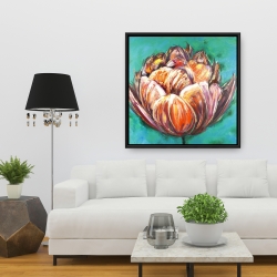 Framed 36 x 36 - Abstract double tulips flower