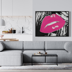 Framed 36 x 48 - Kissable pink glossy lips