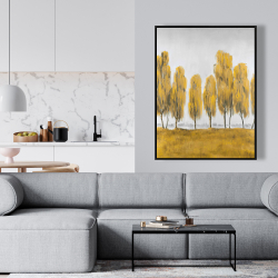 Framed 36 x 48 - Seven abstract yellow trees