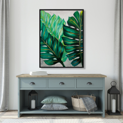 Framed 36 x 48 - Three big exotic plant leaves