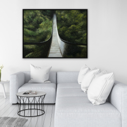 Framed 36 x 48 - Suspended bridge in the forest