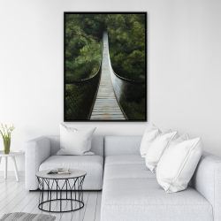 Framed 36 x 48 - Suspended bridge in the forest