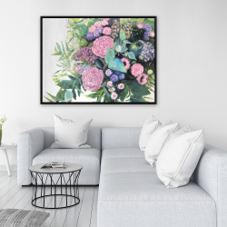 Framed 36 x 48 - Melody of fuchsia flowers