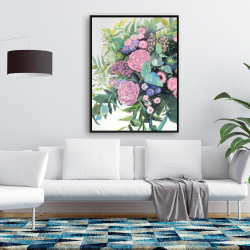 Framed 36 x 48 - Melody of fuchsia flowers