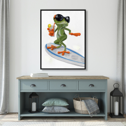 Framed 36 x 48 - Funny frog surfing