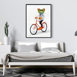 Framed 36 x 48 - Funny frog riding a bike