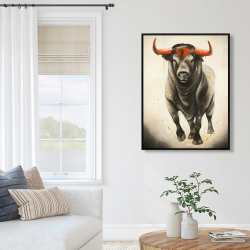 Framed 36 x 48 - Fierce bull