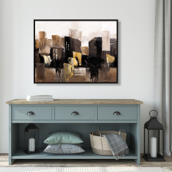 Framed 36 x 48 - Earthy tones abstract cityscape