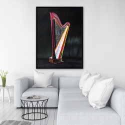 Framed 36 x 48 - Colorful realistic harp
