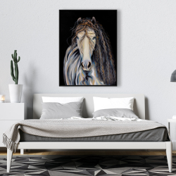 Framed 36 x 48 - Abstract horse with curly mane