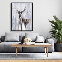 Framed 36 x 48 - Winter abstract deer