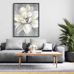 Framed 36 x 48 - White flower on wood