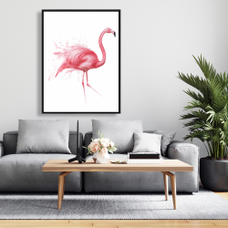 Framed 36 x 48 - Pink flamingo watercolor