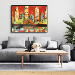 Framed 36 x 48 - Red abstract skyline