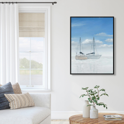 Framed 36 x 48 - Two sailboats on the quiet lake