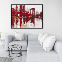 Framed 36 x 48 - Abstract and industrial red bridge