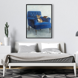 Framed 36 x 48 - Chihuahua on a blue armchair
