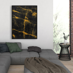 Framed 36 x 48 - Black and gold marble texture