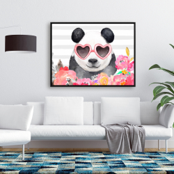 Encadré 36 x 48 - Panda à lunette en forme de coeur