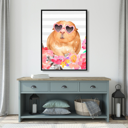Framed 36 x 48 - Guinea pig with glasses