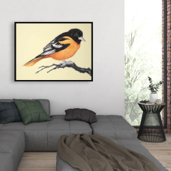 Framed 36 x 48 - Realistic little bird on a branch