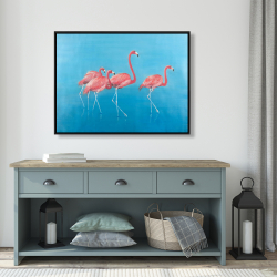 Framed 36 x 48 - Four flamingos