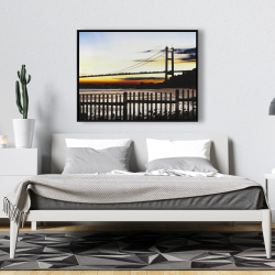 Framed 36 x 48 - Bridge by sunset