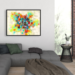 Framed 36 x 48 - Flowers made of squares