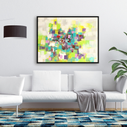 Framed 36 x 48 - Abstract squares flowers