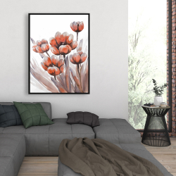 Framed 36 x 48 - Watercolor red flowers