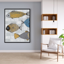 Framed 36 x 48 - Fishes' illustration
