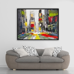 Framed 36 x 48 - Abstract texturized cityscape