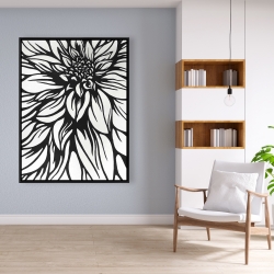 Framed 36 x 48 - Dahlia flower outline style