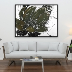 Framed 36 x 48 - Abstract flower with paint splash