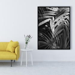 Encadré 36 x 48 - Feuilles tropicales monochrome