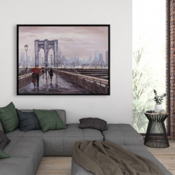 Framed 36 x 48 - Brooklyn bridge with passersby