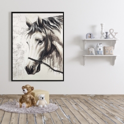 Framed 36 x 48 - Alpha the white horse