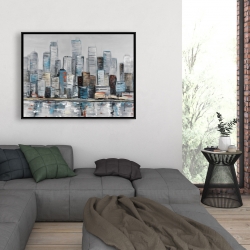Framed 36 x 48 - Abstract urban skyline